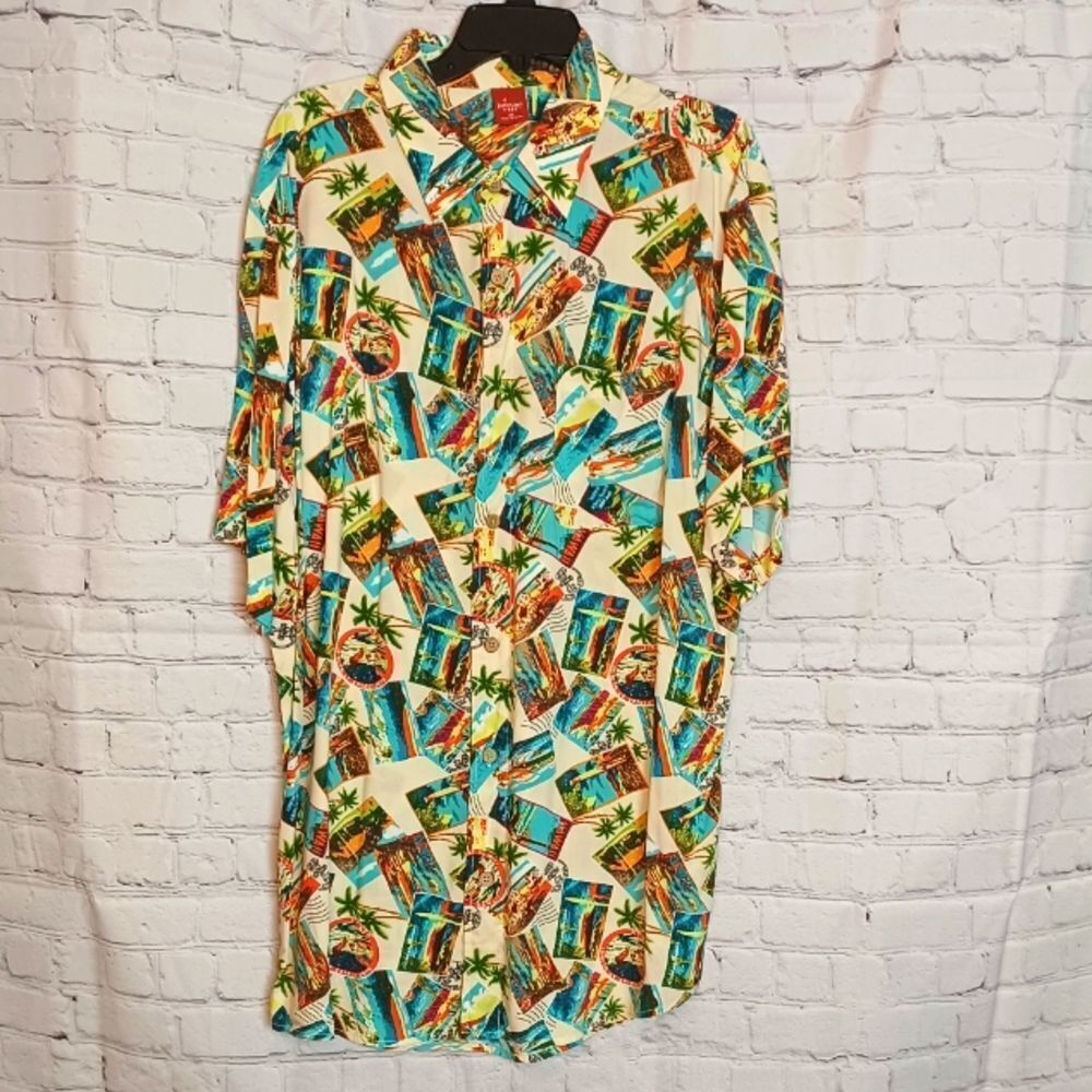 Mens JUNCTION WEST Surf & Sunshine  Summer Buttoned Short Sleeve‎ Shirt XL